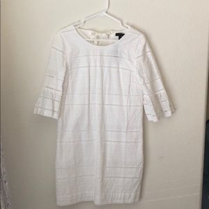 J-Crew Flutter Sleeve Shift Dress in Eyelet White